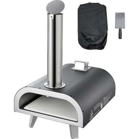 Mophorn Tragbarer 12-Zoll-Pellet-Pizzaofen für den Außenbereich, ausgestattet mit integriertem Thermometer (bis zu 540 °C), Pizzaschaufel und Transporttasche – ideal für Garten und Camping, Silber