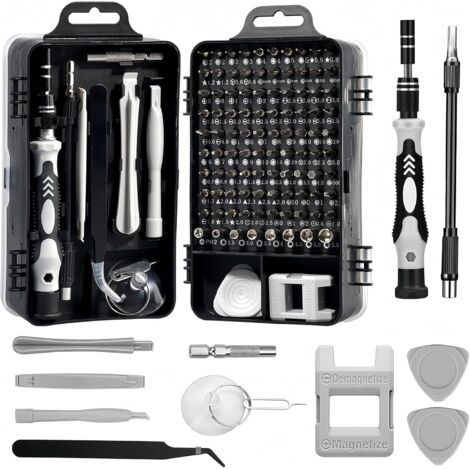 Kit Tournevis de Précision Korsaot, 115 en 1, Polyvalent, Multifonctionnel pour PC Laptop PS iPhone Watch Macbook Toys Xbox Glasses (Noir) (1/5)