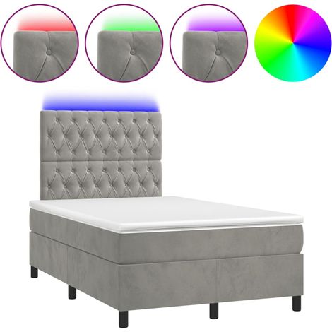 Maison Exclusive - Letto a Molle Materasso e LED Grigio Chiaro 120x190 cm Velluto (1/5)