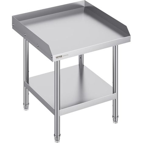 Table de Travail en Acier Inoxydable 61x61x66 cm Table de Préparation Cuisine Pro Dosseret 3 Côtés Hauteur Réglable (1/5)
