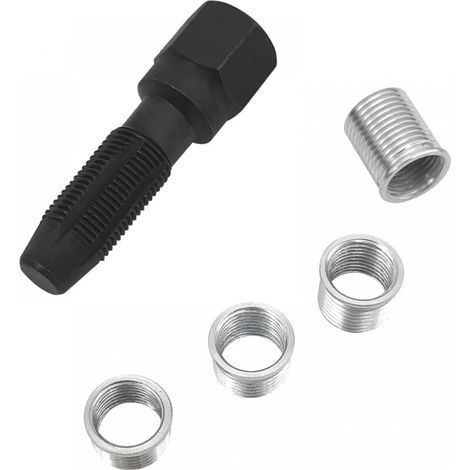 Kit di riparazione filettatura candela da 5 pezzi M14 x 1.25, kit di rifilettatura testata cilindro, attrezzo per rifilettatura candela, attrezzo di riparazione filettatura cilindro da 14 mm (1/3)