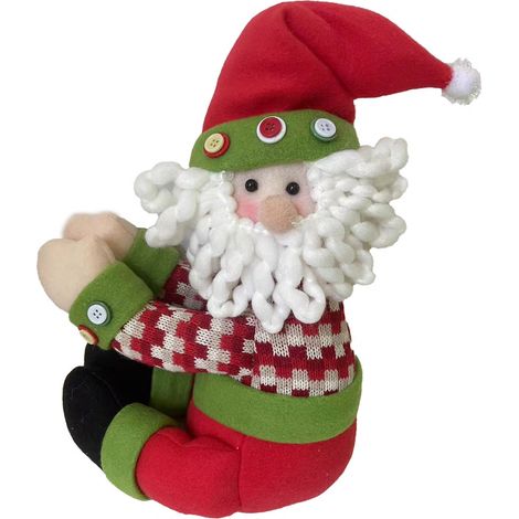 Cimier de sapin de Noël, grand chapeau de Père Noël de 27 cm avec barbe et veste pour retenir les rideaux de vin (1/5)