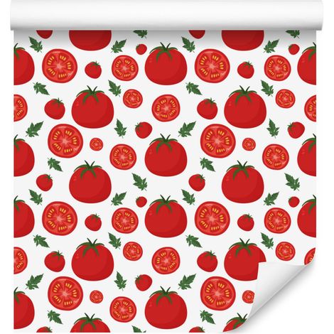 Papier peint Tomates Corail et Rouge pour Salon et Chambre 50x1000 cm (1/4)