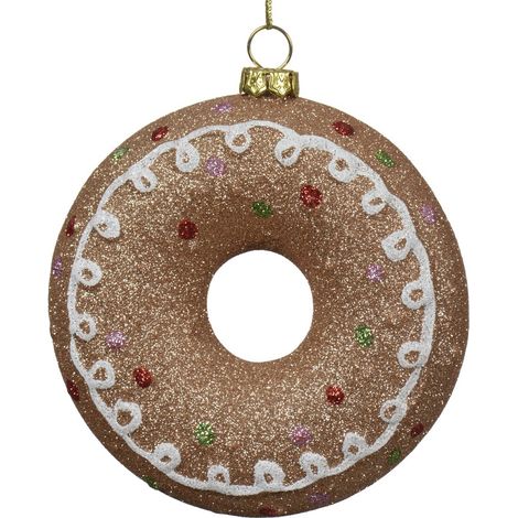 Kaemingk – Suspension de Noël donut à décor rouge/blanc – Plastique et paillettes, Ø 10 cm
