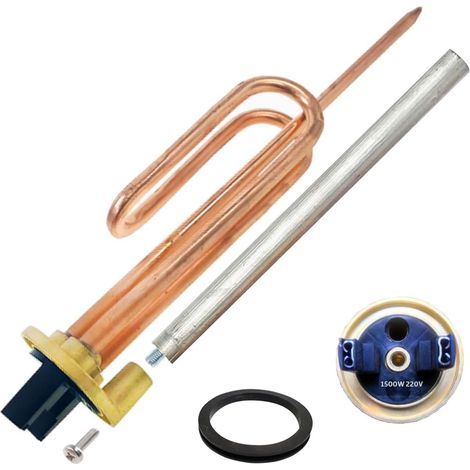 Résistance Thermique électrique Flange + Anode magnésium + Joint Caoutchouc + vis de Fixation. Kit de Rechange pour Chauffe-Eau Compatible avec toutes les grandes marques. (1500W) (1/5)