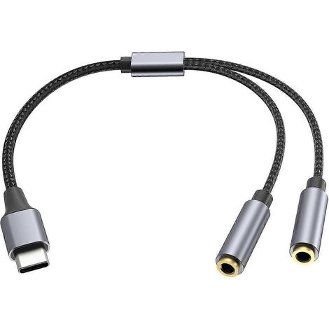 Câble audio auxiliaire USB-C pour casque, adaptateur USB-C mâle vers double prise jack 3,5 mm femelle, répartiteur en Y, câble microphone pour casque, multicolore szsh02 (1/5)