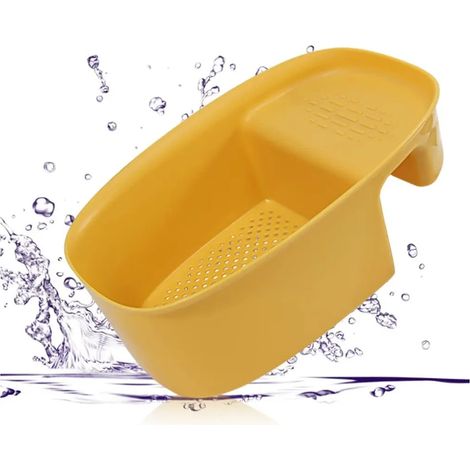 Cesto de filtrado multifuncional para fregadero de cocina, filtro de residuos de alimentos, cesta de lavado y escurrido de verduras, amarillo (1/5)