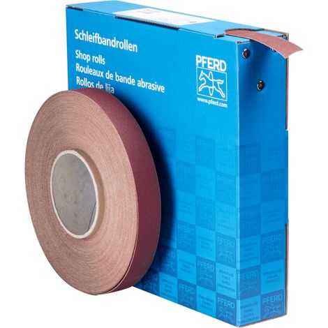 PFERD TOOLS Korund Schleifbandrolle Gewebe SBR Breite 25 mmxLänge 50m A150 für universelle Anwendung (1/3)