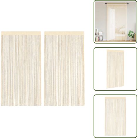 The Living Store Cortinas de flecos 2 piezas 140x250 cm crema - Cortinas de puerta