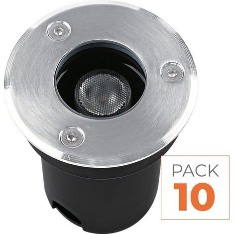 Pack de 10 - Spot Extérieur Encastrable LED IP67 220V Sol 1W 30° Ø64 mm - Blanc Neutre 4000K - 5500K - SILAMP (1/2)