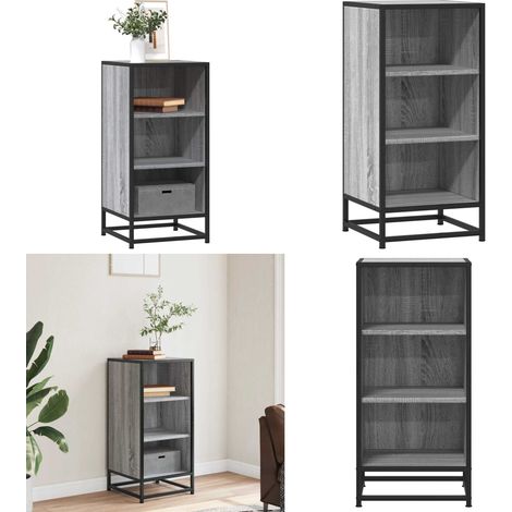 vidaXL Sideboard Grau Sonoma 35,5x35x76 cm Holzwerkstoff und Metall (1/5)