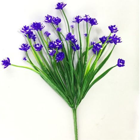 6 bâtons 7 fourchettes de printemps herbe camélia rose plastique lotus gypsophile simulation plantes aquatiques fleurs artificielles (violet)