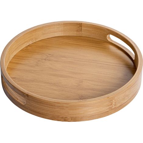 Rundes Bambustablett zum Servieren von Wasser, Tee, Kaffee und Kuchen, 30 x 4 cm. (1/5)