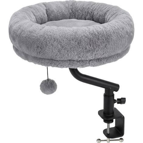 Skylos Cat Desk Bed Rotatable Adjustable Elevated Grey Cozy Hanging Desk