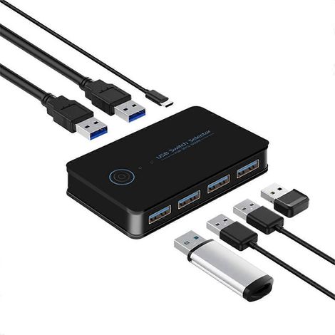 USB-KVM-Switch für Laptop, PC, Tastatur, Maus, Drucker, USB 3.0 Hot-- (1/5)