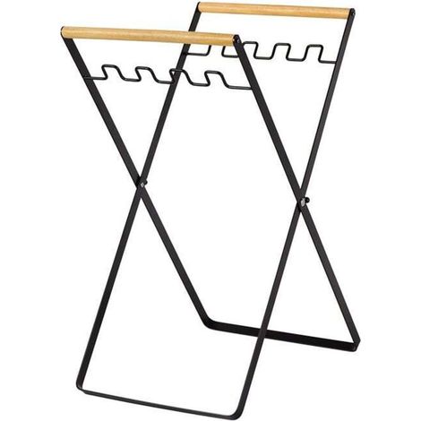 Support de sac poubelle pliable en fer, portable et pratique, utilisation multifonctionnelle pour le camping, le jardin et la lessive (noir) (1/5)