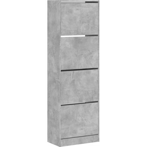 Maison Exclusive - Scarpiera 4 Cassetti Ribaltabili Grigio Cemento 60x34x187,5 cm