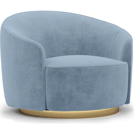 Fauteuil Design Courbé - Revêtu de Velours - Herina Bleu clair
