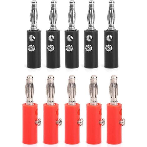 10 fiches bananes isolées 4 mm, rouges et noires (1/5)