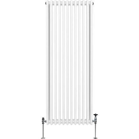 Radiador Tradicional Vertical de 3 columnas 1800mm x 562mm  Blanco   Acero  Montado en pared  Kit de fijación y soportes  + Cepillo de limpieza GRATIS  Calefacción estufa calefactor
