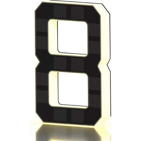 Placa de puerta iluminada (tamaño 8 - negra, 23 cm). Placa de puerta exterior con energía solar, apta para uso en exteriores. (1/4)