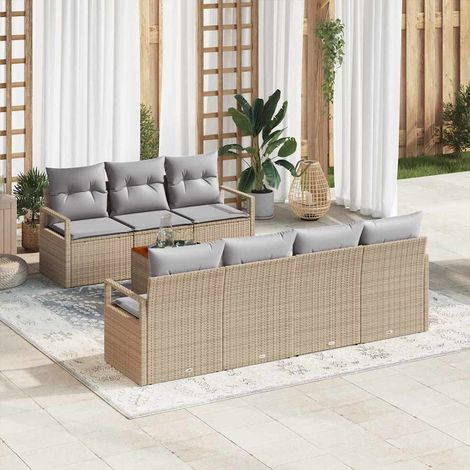Set Divano da Giardino 8 pz Beige polyrattan vidaXL (1/5)
