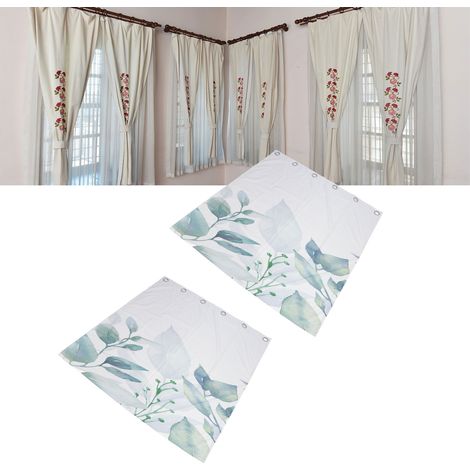 Rideaux à motifs floraux, style nordique, rideaux à motifs végétaux, rideaux occultants pour balcon et fenêtre en baie, protection solaire, CL2-26, 132 x 137 cm (lot de 2). (1/5)