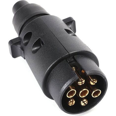 Fiche 7Broches Remorque,1 Pièce Prise Mâle Attelage 7Broches 12v , Adaptateur Prise Mâle Auto Remorque Camion, Fiche Attelage 7Broches Tracteur Pour Véhicule (1/5)