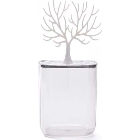 Boîte de rangement transparente et étanche pour cotons-tiges avec couvercle pour décoration d'arbre, 2 pièces, blanc (1/4)