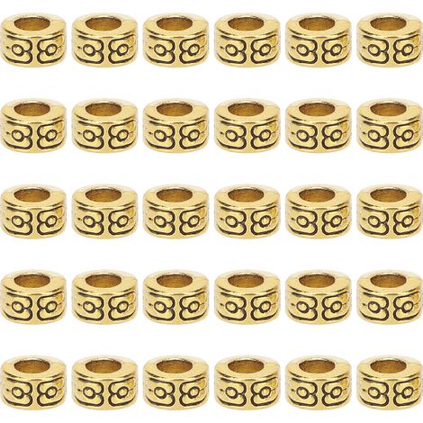 30 Perles à Barbe Tendance DIY en Alliage, Tresses Cheveux, Bijoux Bracelet Accessoires Doré (1/5)