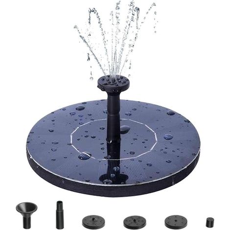 Fontaine à oiseaux solaire décorative de jardin 16 cm noire (1/5)