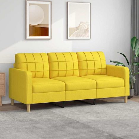 3-Sitzer-Sofa Polstersofa mit Kissen und Armlehnen, Hellgelb, 180 cm (1/5)