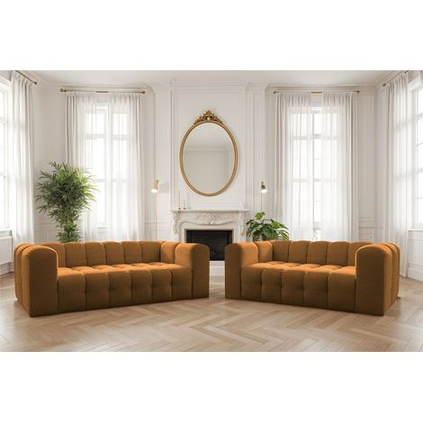 Sofaset Designersofa SOLVIE 3-4 in Stoff Moly Orange (1/5)