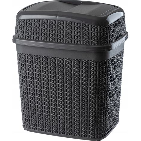 KADAX Kosmetikeimer aus Kunststoff, Abfalleimer mit Schwingdeckel, 5L, anthrazit (1/5)