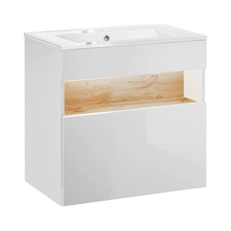 Meuble sous vasque mural - H 68 x l 60 x P 46 cm - Caraïbe White - Livraison gratuite (1/4)