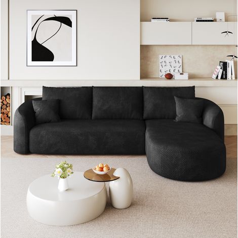Sofá de esquina modular 266 x 168 x 85 cm en tejido negro, sin montaje OKMYHOME (1/5)