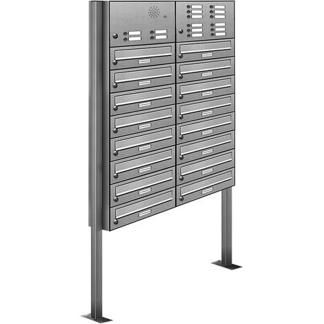 16er Edelstahl Briefkasten Standanlage Freistehend mit Klingel (1/5)