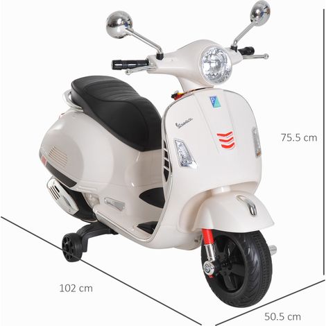 Scooter Électrique Enfant 6V avec Roues Stabilisatrices, Moto pour Filles et Garçons 3-6 Ans - Lumières, Sons et MP3, Vitesse 2-3 km/h, Modèle Blanc (1/5)