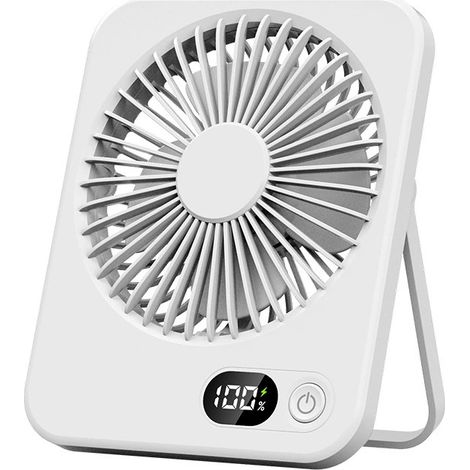 Ventilateur USB portable – 3600 mAh, 5 vitesses, rotation à 180°, écran LED, silencieux