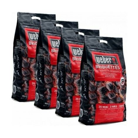 Carbonella per Barbecue WEBER BBQ in Bricchetti di carbone di legna Sacco 4 kg. - n. 4 sacchi