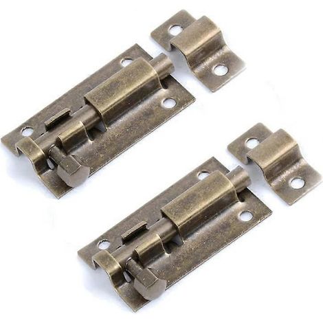 Set mit 2 Türschlössern aus Edelstahl, 7,6 cm, für Innentüren, Sicherheitsschloss, Bronze, 89 x 29,3 mm