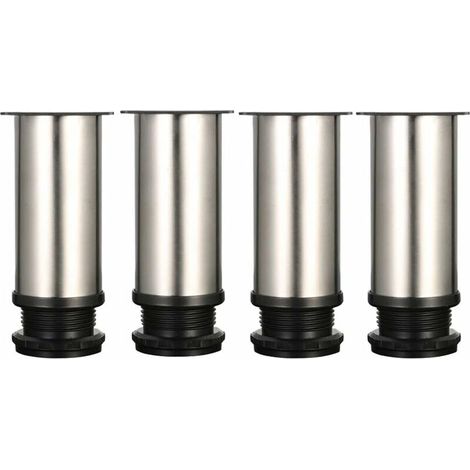 pieds réglables, hauteur 120 mm, pieds de meuble, pieds de table, pieds de meuble, acier inoxydable brossé, hauteur réglable 0-15 mm, avec vis en acier inoxydable (1/5)