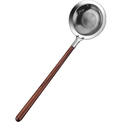 Espátula, cuchara ranurada resistente al calor, con mango largo de acero inoxidable, para grasa, freír, servir, cocinar, olla caliente, leche de soja. (1/5)