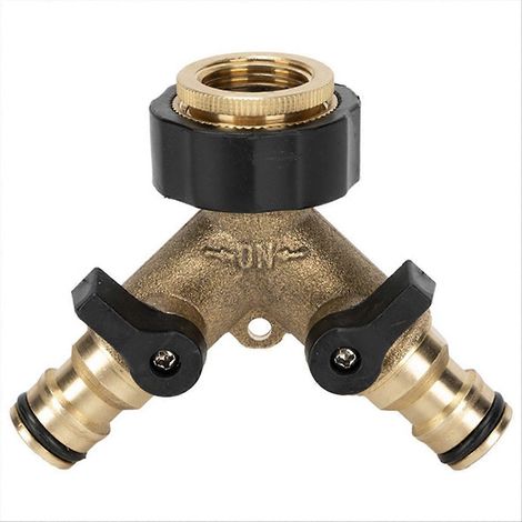 1 pièce 3 4 en 4 Way laiton plastique tuyau d arrosage Splitter Y Type arrosage raccord Distributor robinet adaptateur (1/5)