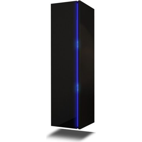Hängender Badezimmerschrank aus der Kollektion BIRD, in mattschwarz und glänzend schwarz, ideal für ein modernes Badezimmer.