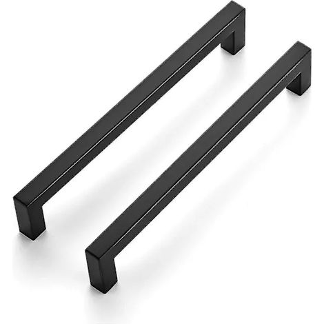 Paquete de 10 tiradores cuadrados de 19 cm (7-1/2 pulgadas) para gabinetes de cocina, tiradores negros mate para gabinetes, tiradores negros para cajones,