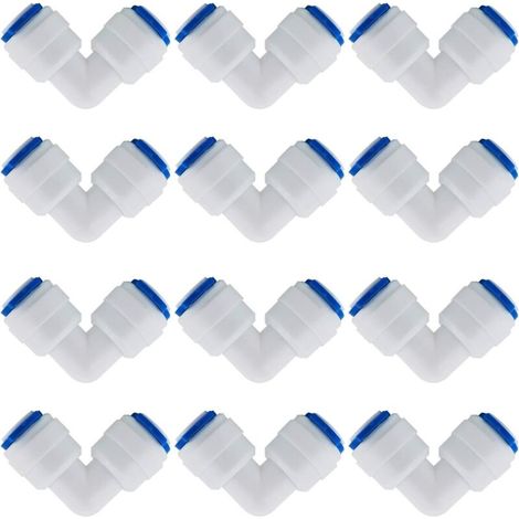 12 Pcs Accessoires De Filtre à Eau RO Raccord De Buse 1/4 Pouces 90 Degree Right Angle Fast Docking pour Raccorder Les Raccords De Tuyauterie d'eau, Tuyau de réfrigérateur (1/2)
