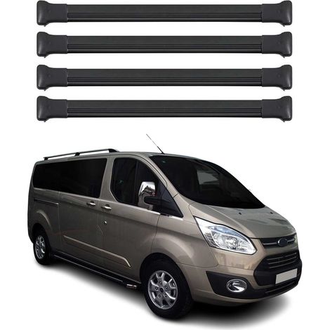 OMAC Aluminium Dachträger Querträger für Ford Transit Custom / Tourneo Custom I 2012-2023 – Max. 75 kg – 2 Stangen Schwarz