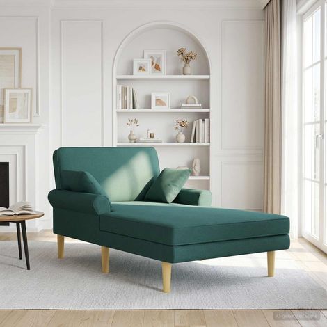 vidaXL Chaise longue Verde oscuro Tela (1/5)