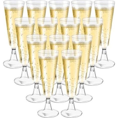 50 Pièces Flûtes à Champagne Transparent, Verres à Champagne en Plastique Élégantes Reutilisables, 160ml Gobelet Verre à Bière Vin Cocktail pour Fêtes, Mariages, Noël (1/5)